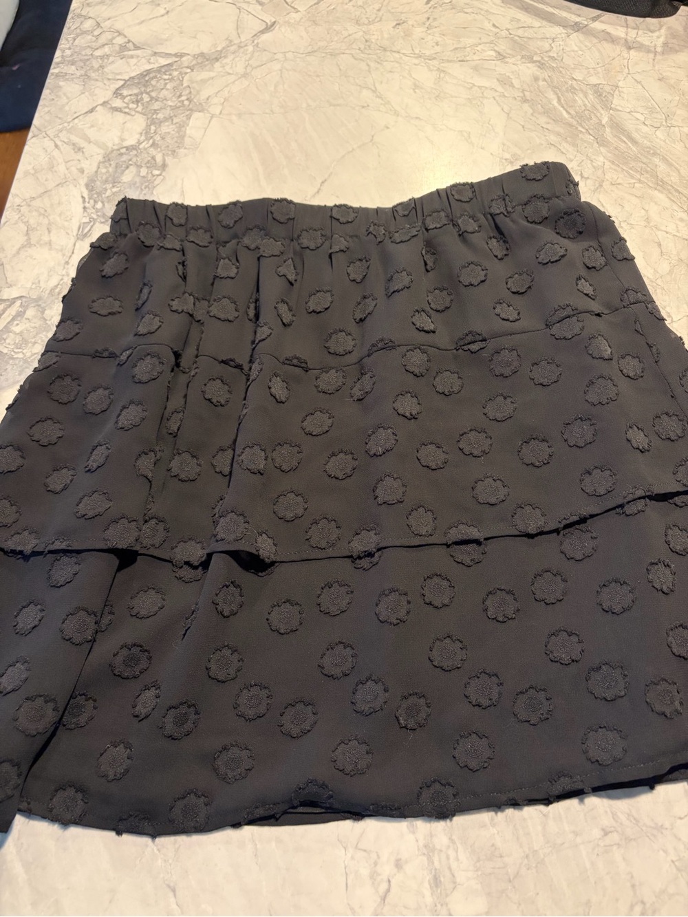 LOFT Black Textured Tiered Mini Skirt